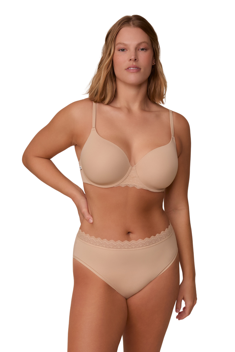 Base Lace T-Shirt Bra, Alternate, color, Beige
