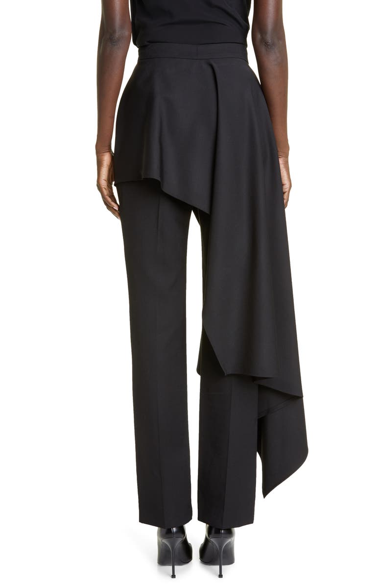 McQueen Draped Panel Wool Barathea Pants, Alternate, color, 