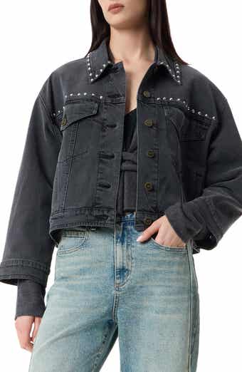 Robert Rodriguez Elise Oversize Studded Crop Denim Jacket
