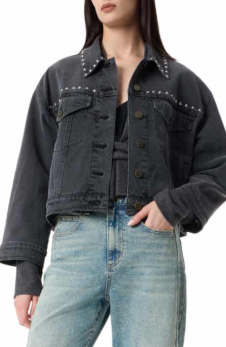 Robert Rodriguez Elise Oversize Studded Crop Denim Jacket