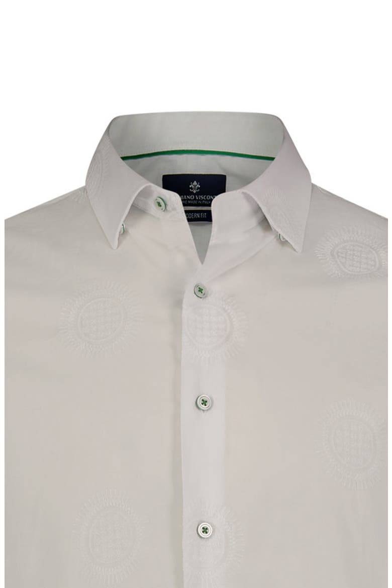 Circle Print Short Sleeve Shirt, Alternate, color, White
