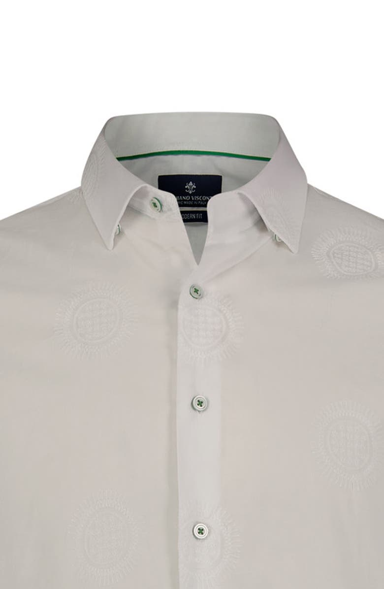 Luchiano Visconti Circle Print Short Sleeve Shirt, Alternate, color, White