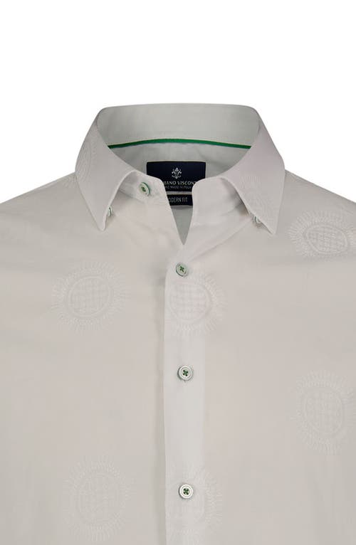 Luchiano Visconti Circle Print Short Sleeve Shirt In White