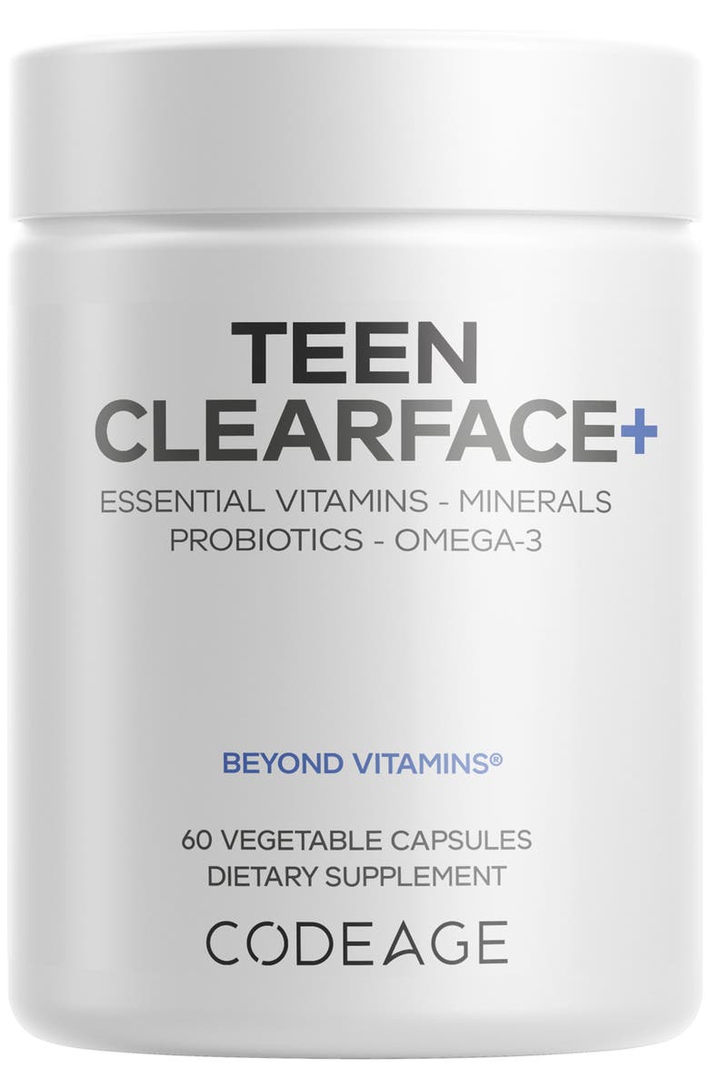 Codeage Teen Clearface Vitamins Minerals & Probiotics Supplement, Main, color, White