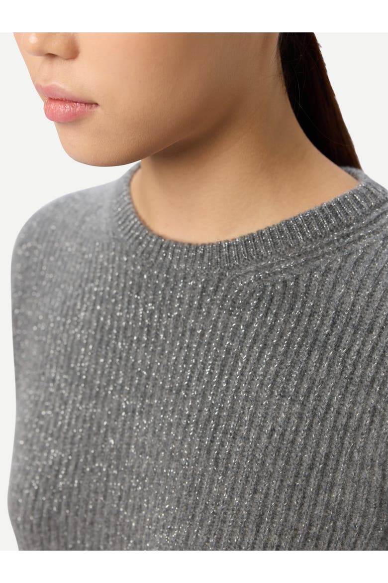 Cashmere Sweater with Detachable Collar, Alternate, color, steel gray