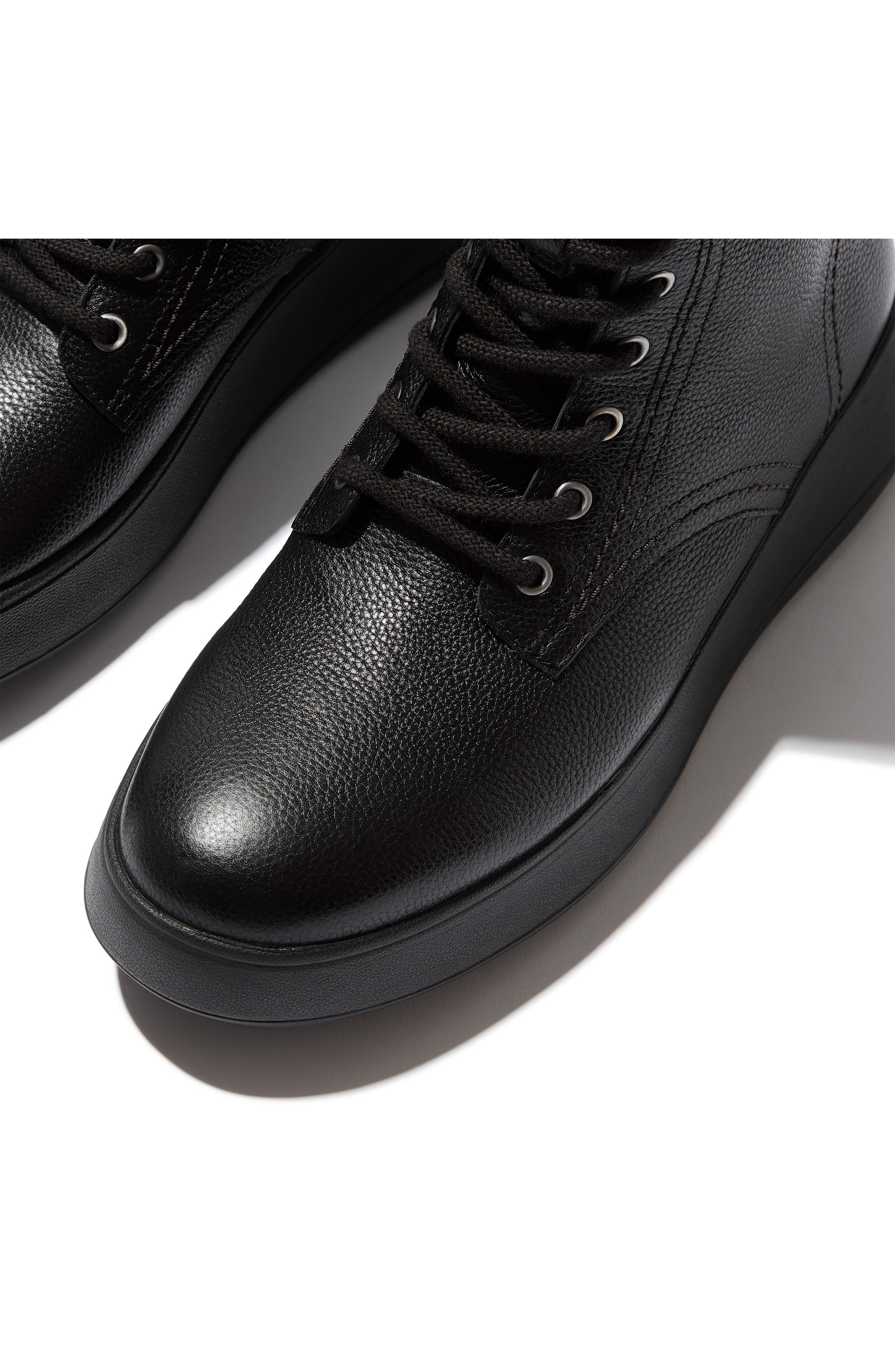 F-Mode Stitch Leather Boot, Alternate, color, BLACK