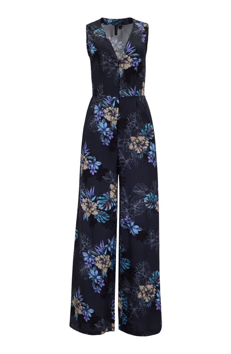 Lords of Harlech JENNY EXOTIC FLORAL BLACK WOMENS TAILORED JUMPSUIT, Alternate, color, Black