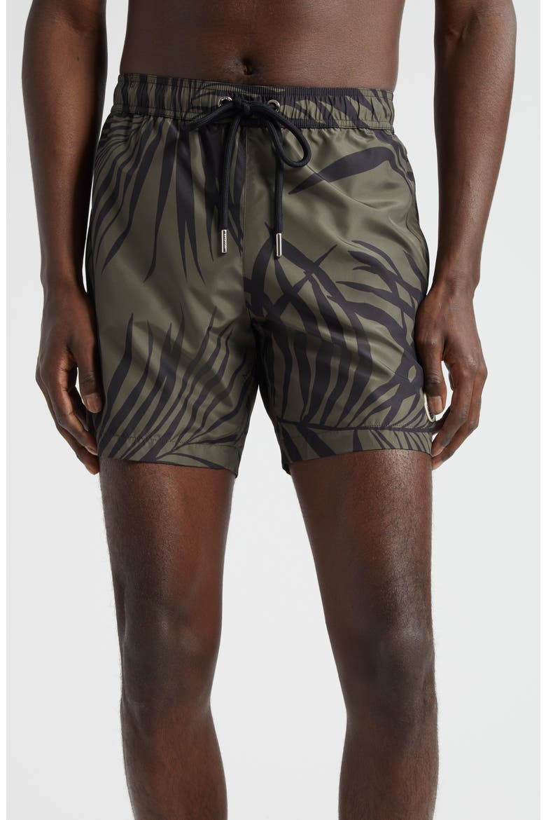 Palm Print Swim Trunks, Main, color, OLIVE PRINT