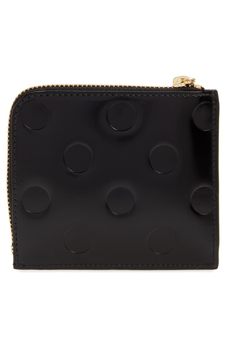 Comme des Garçons Wallets Dot Embossed Zip Around Leather Wallet, Alternate, color, Black