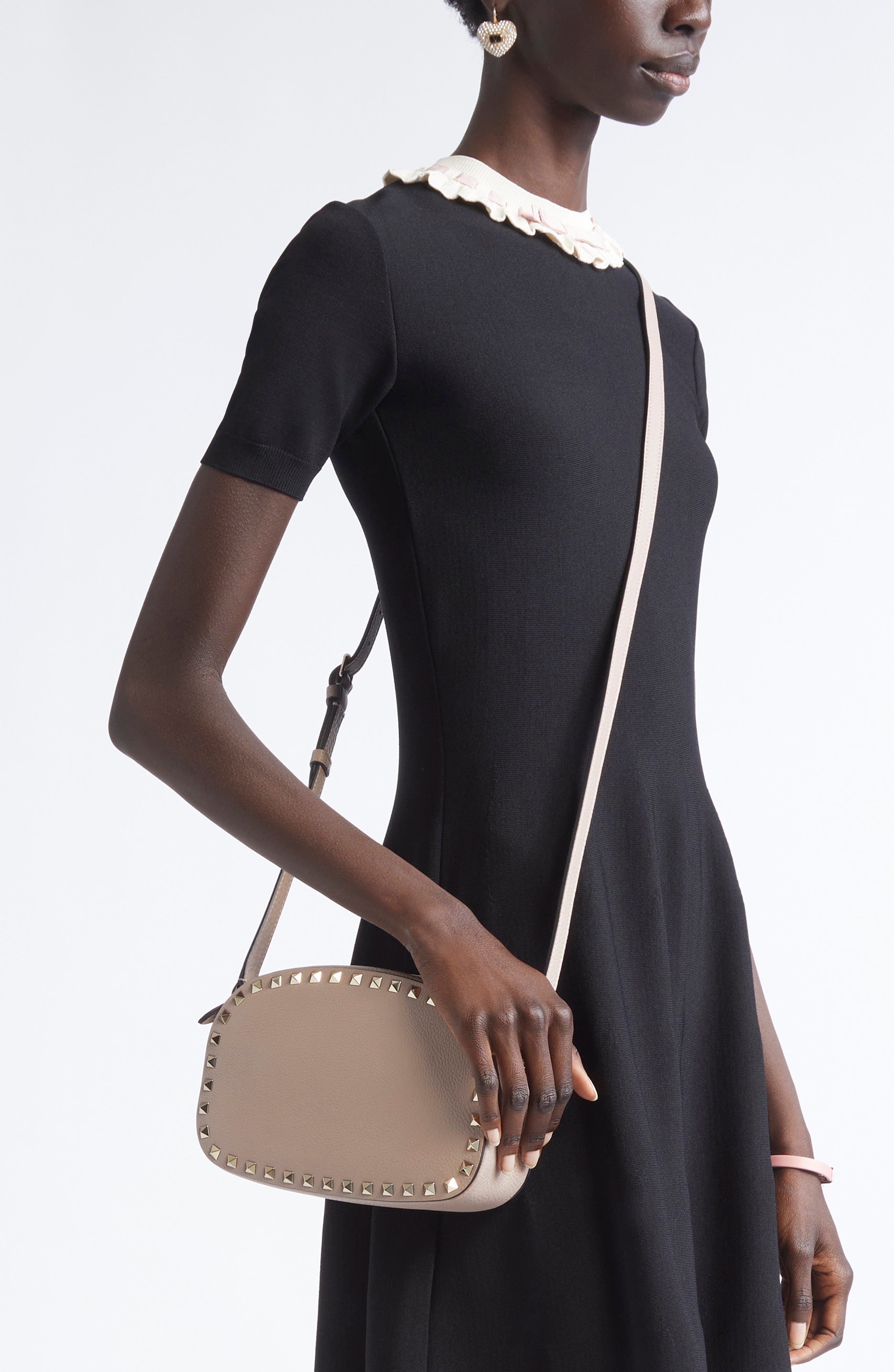 Valentino Garavani Rockstud Crossbody Camera Bag, Alternate, color, Poudre