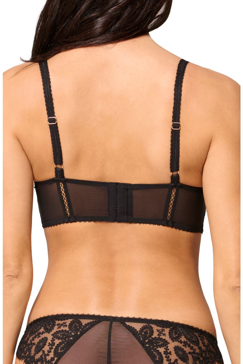 Embroidered Underwire Demi Bra, Alternate, color, BLACK