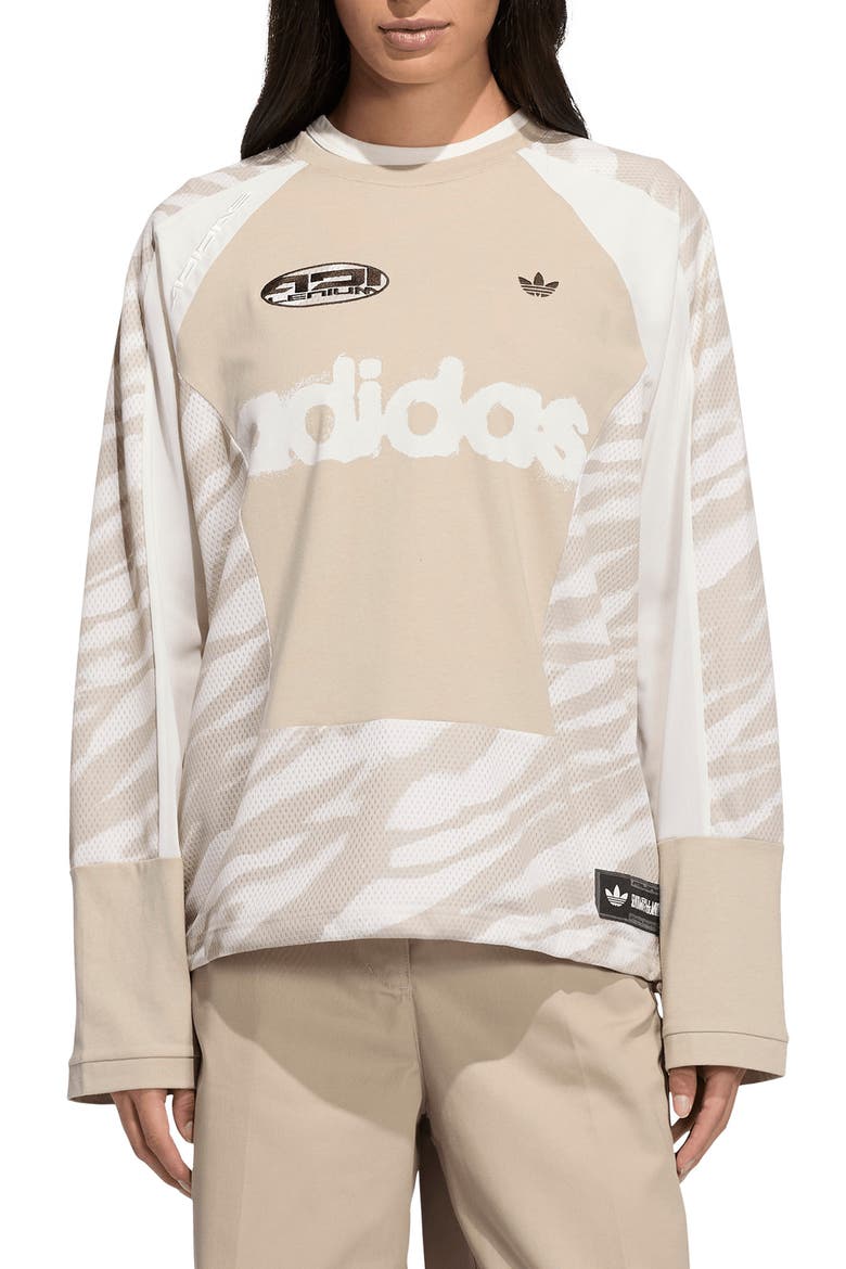 Graphic Long Sleeve T-Shirt, Main, color, KHAKITHREE