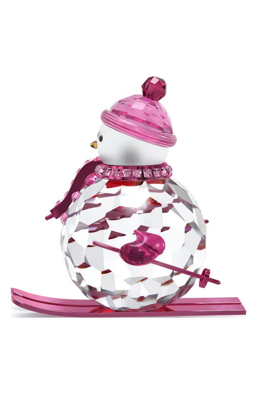 Swarovski Dulcis Holiday Cheers Snowman Ornament In Pink