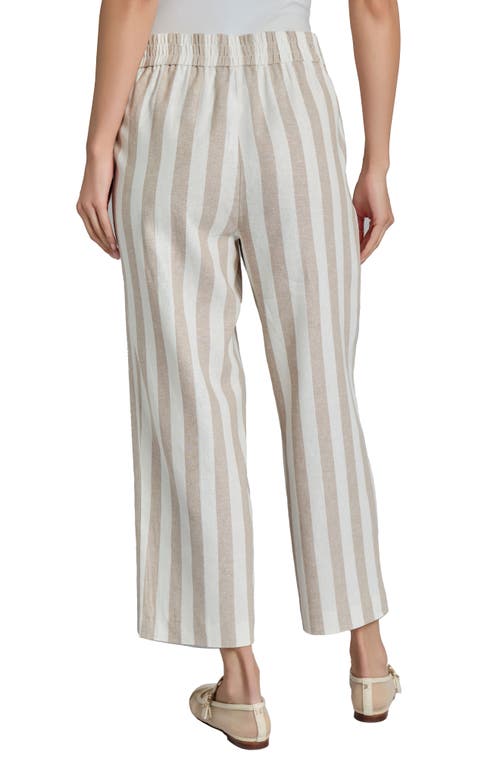 Jones New York Stripe Wide Leg Crop Linen Blend Pants In Brown