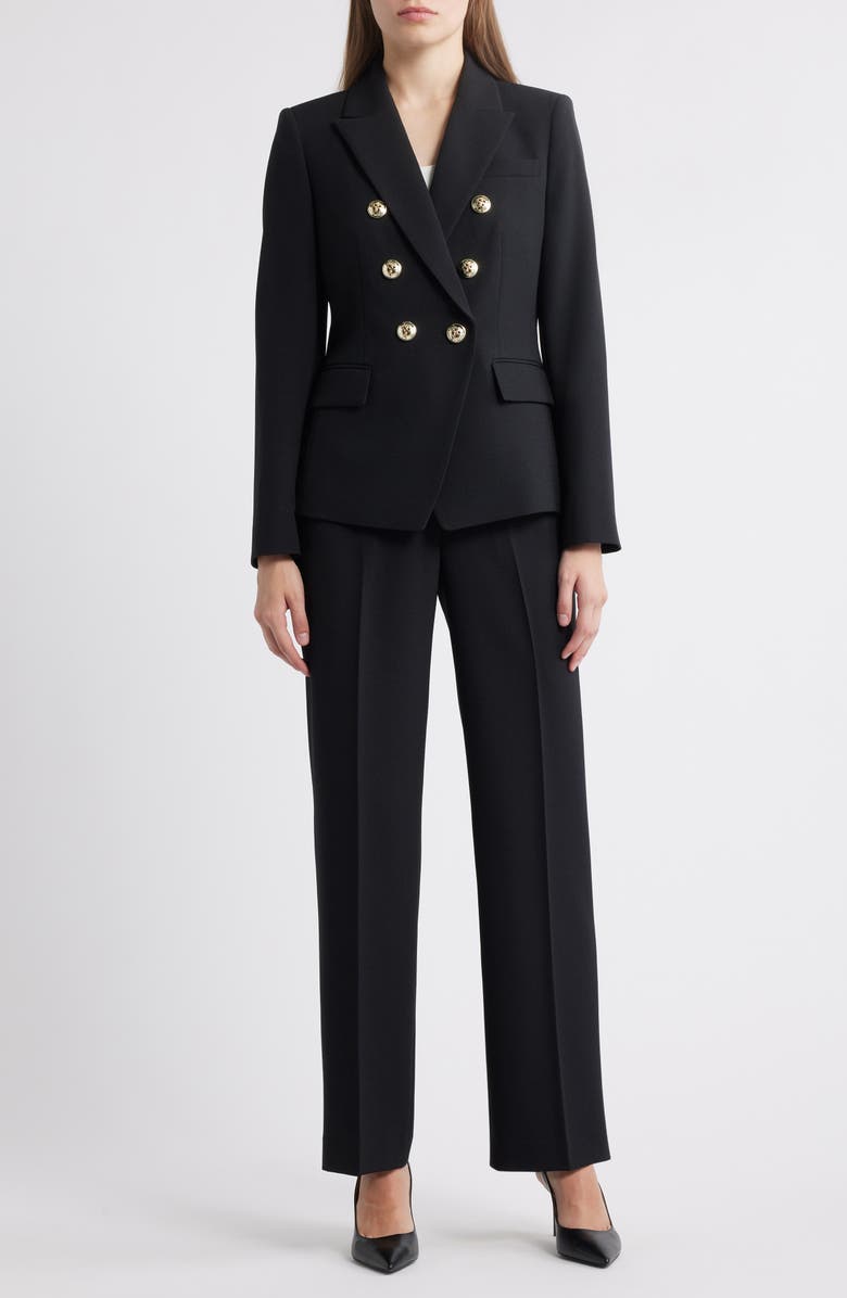 Tahari ASL Double Breasted Jacket, Main, color, Black