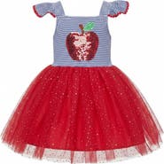 Mia Belle Girls Cute Attire Apple Sparkle Tutu Dress