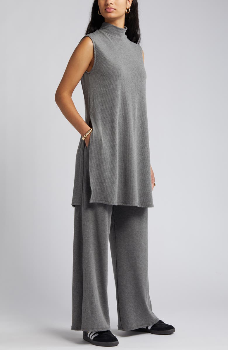 Dressed in Lala Gigi Sleeveless Top & Wide Leg Pants Set, Alternate, color, Charcoal
