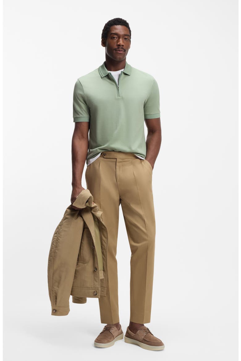 Paras Solid Lyocell & Cotton Zip Polo, Alternate, color, OPEN GREEN