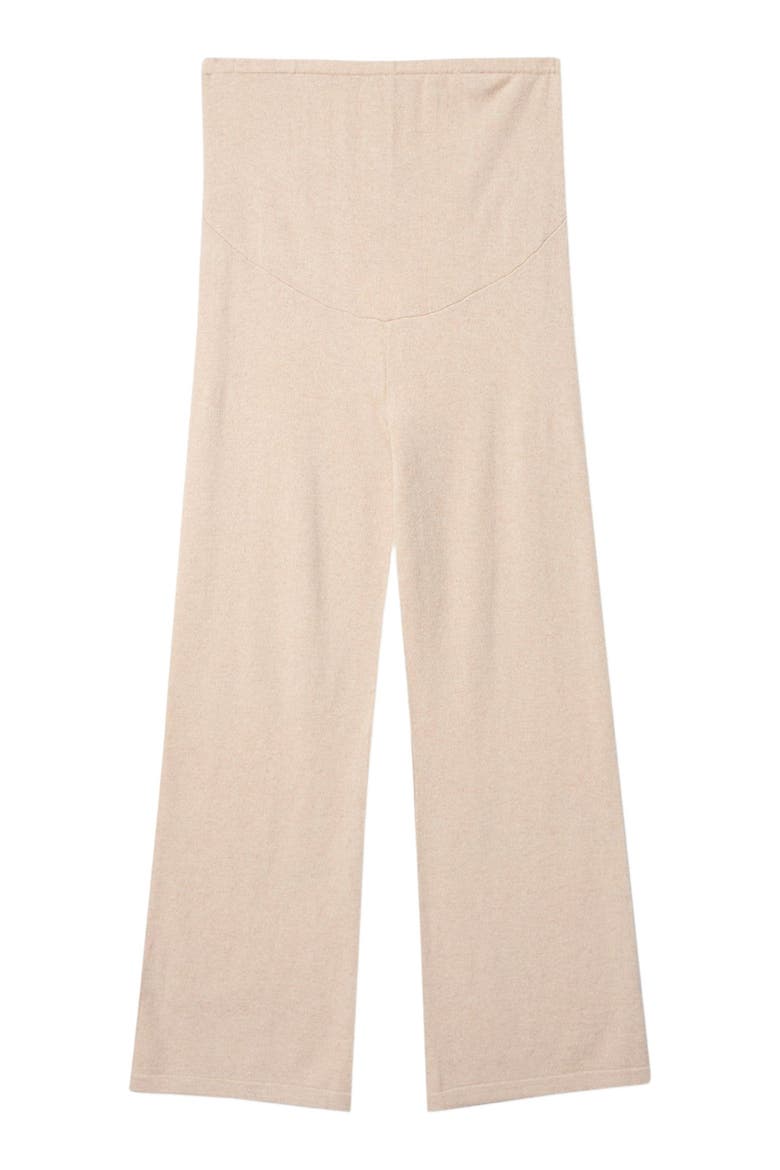 Wide-Leg Knitted Maternity Cashmere Pants, Alternate, color, beige