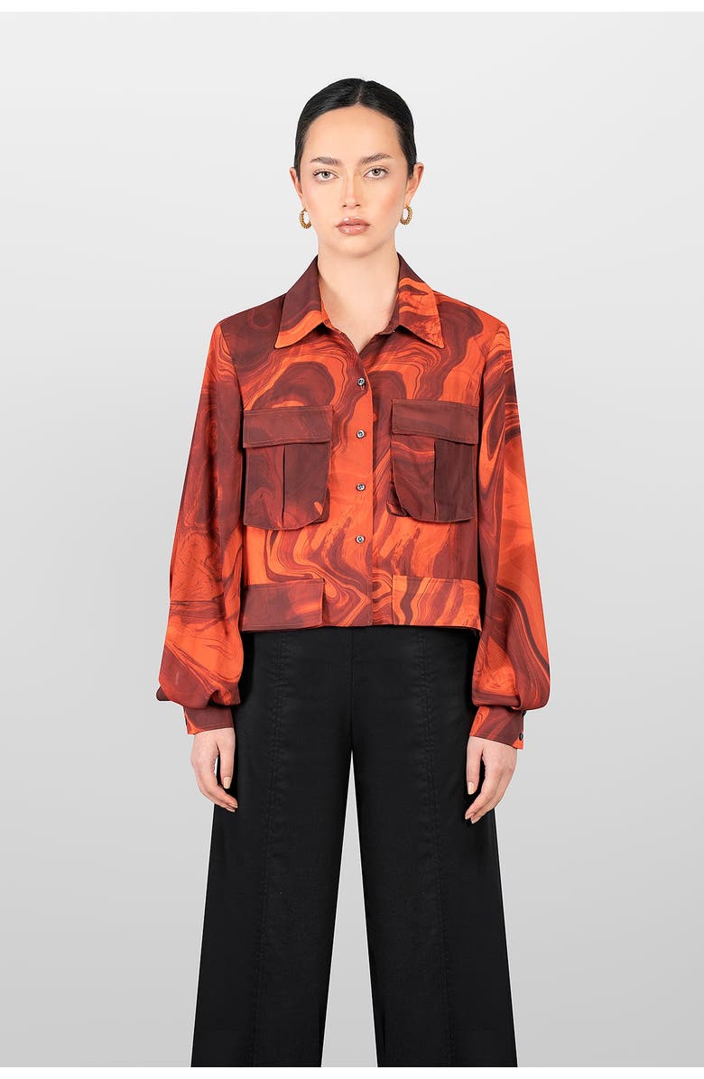 LAURA APARICIO Short Sahariana Blouse, Main, color, Orange