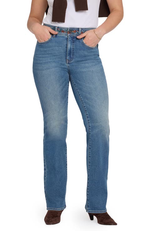 Brooklyn High Waist Embroidered Waistband Bootcut Jeans