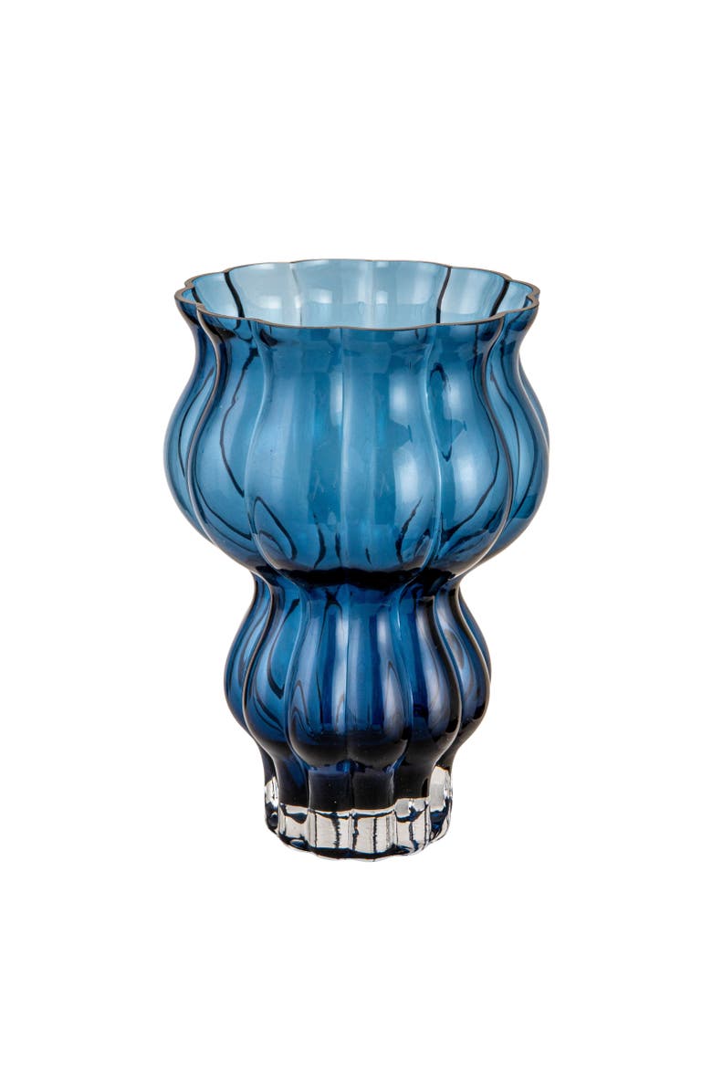 Storied Home Round Pressed Glass Vase, Blue, Main, color, Blue