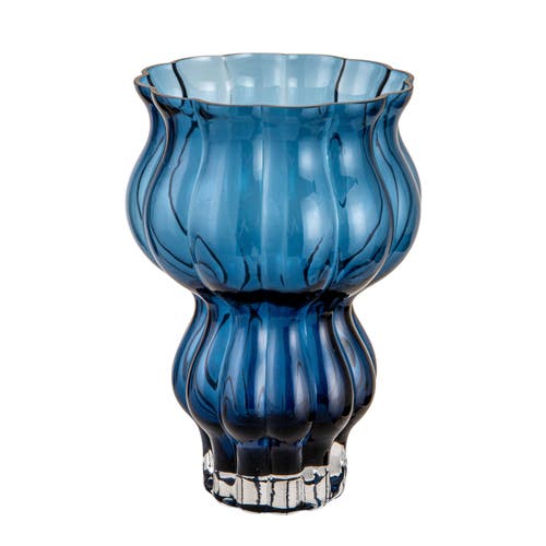Storied Home Round Pressed Glass Vase, Blue