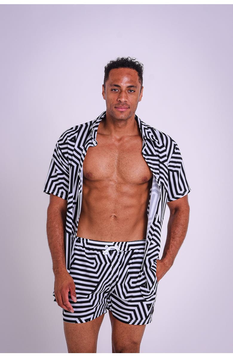 OOSC Fall Line Men's Short Sleeve Shirt, Main, color, Black, White