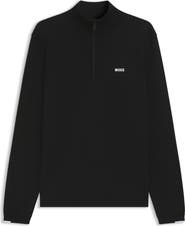 BOSS Ever-X Quarter Zip Cotton Sweater