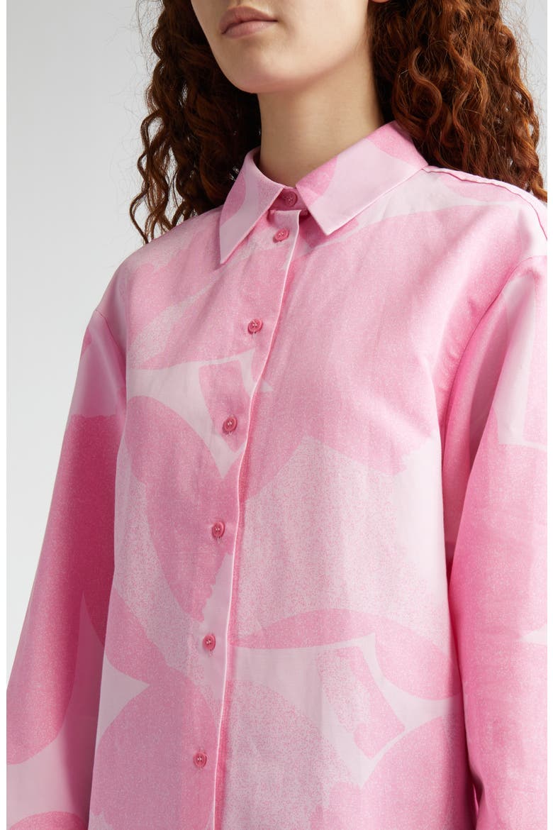 Heitto Unikko Floral Cotton & Linen Button-Up Shirt, Alternate, color, LIGHT PINK/ PINK