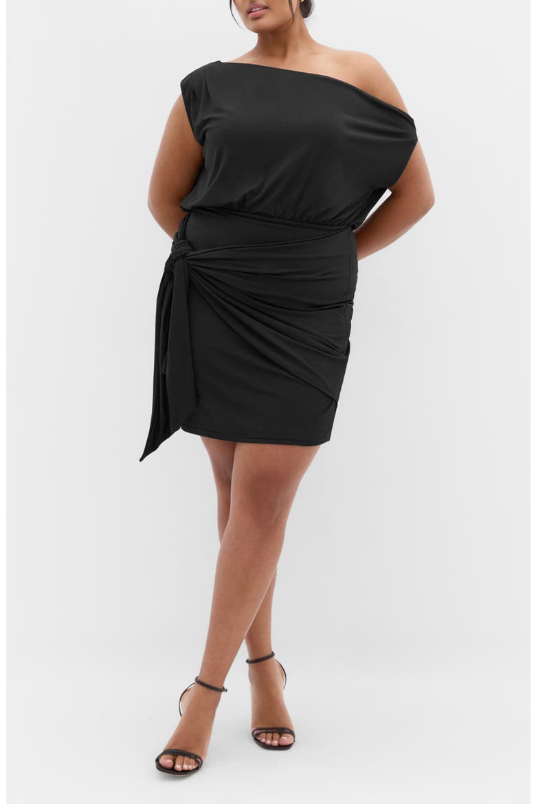 Palmer One-Shoulder Minidress, Main, color, BLACK