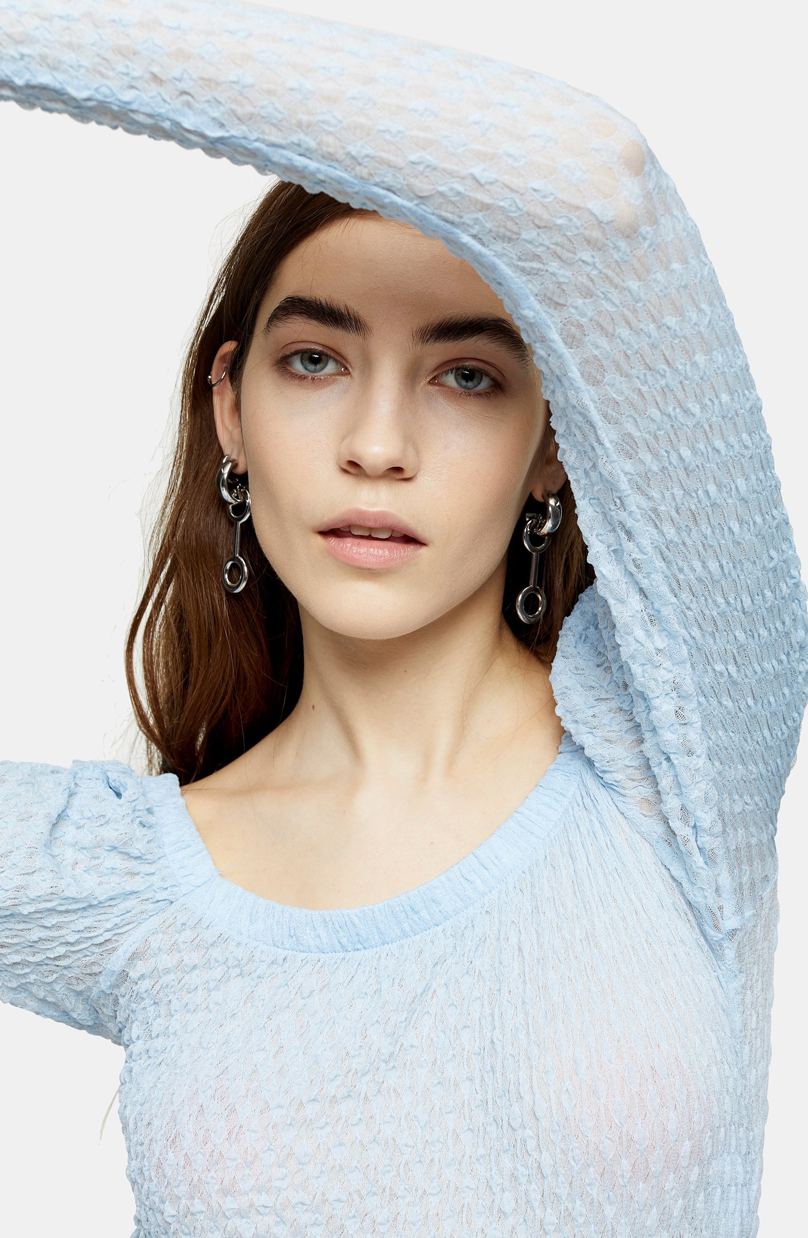Topshop Long Sleeve Textured Crop Top (Women) | Nordstromrack