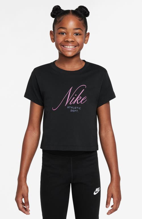 Nike Big Girls Sportswear Cropped Cotton T-shirt In Black