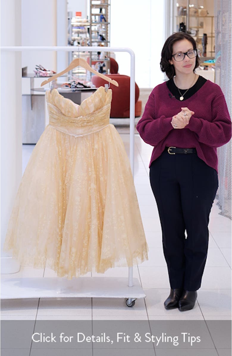 Madame Metallic Gathered Strapless Midi Dress, sales video thumbnail