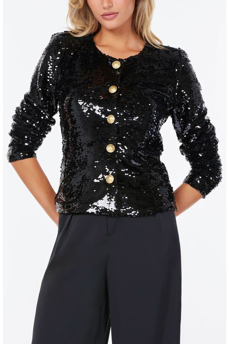 Sublime Sequin Jacket, Main, color, Caviar
