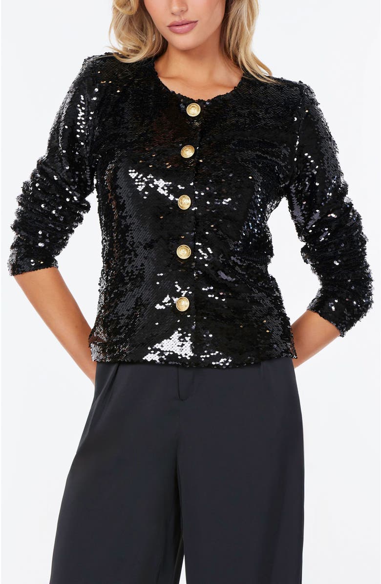 Bishop + Young Sublime Sequin Jacket, Main, color, Caviar