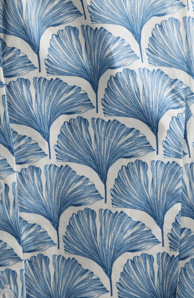 CeCe Fan Print Belted Button-Up Shirtdress, Alternate, color, Ivory Multi