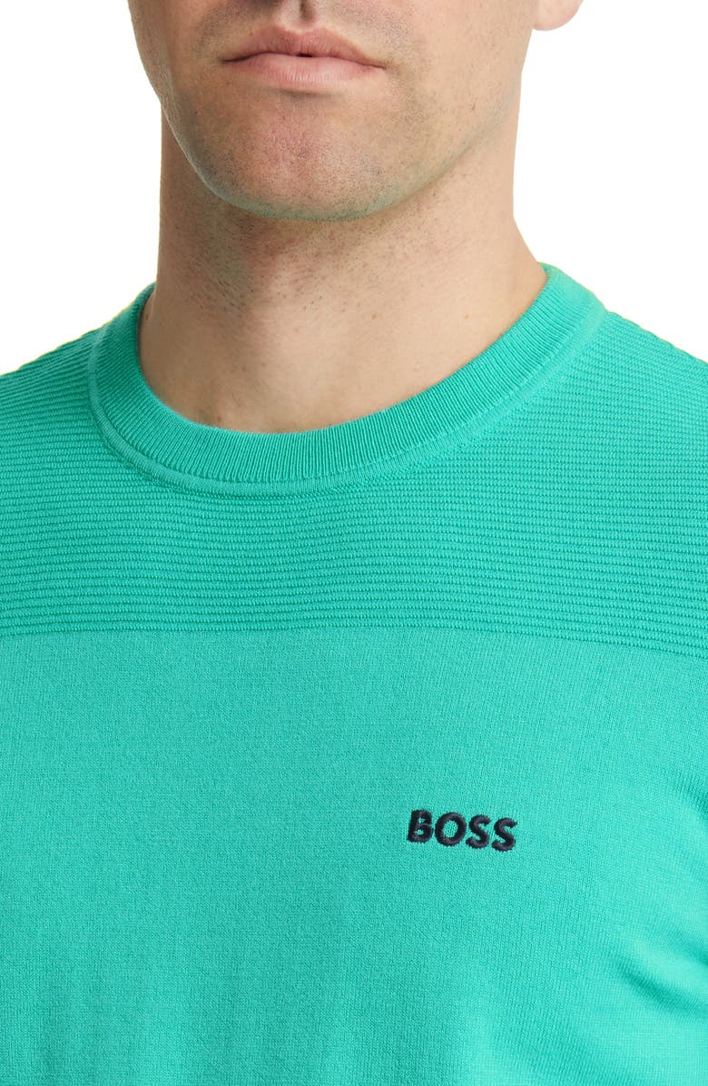 BOSS Romar Textureblock Crewneck Sweater, Alternate, color, Open Green