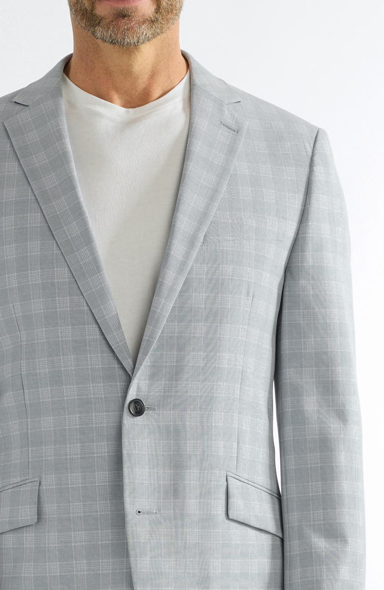 SAVILE ROW CO Hoxton Light Blue Grey Plaid Stretch Suit, Alternate, color, Blue