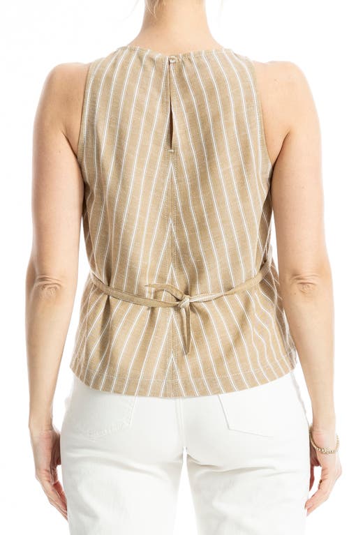 Max Studio Pinstripe Tie Back Tank In Neutral