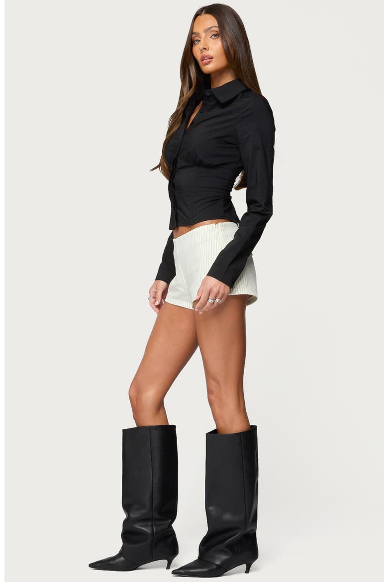 Amelia Lace-Up Button-Up Shirt, Alternate, color, BLACK