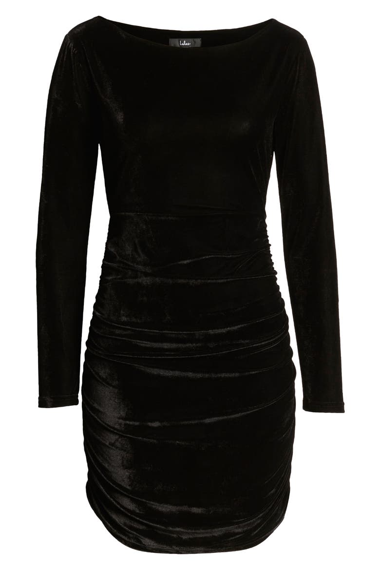 True Heart Velvet Long Sleeve Dress, Alternate, color, BLACK