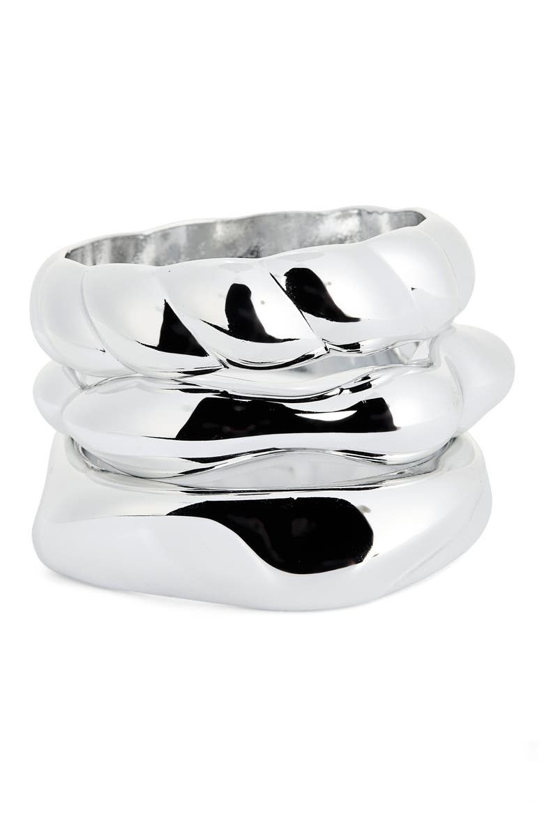 3-Pack Metal Bangles, Main, color, SILVER