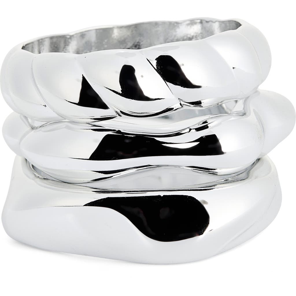 NATASHA 3-Pack Metal Bangles in Silver at Nordstrom Rack