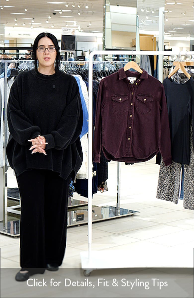 Airy Oversize Denim Snap-Up Shirt, sales video thumbnail