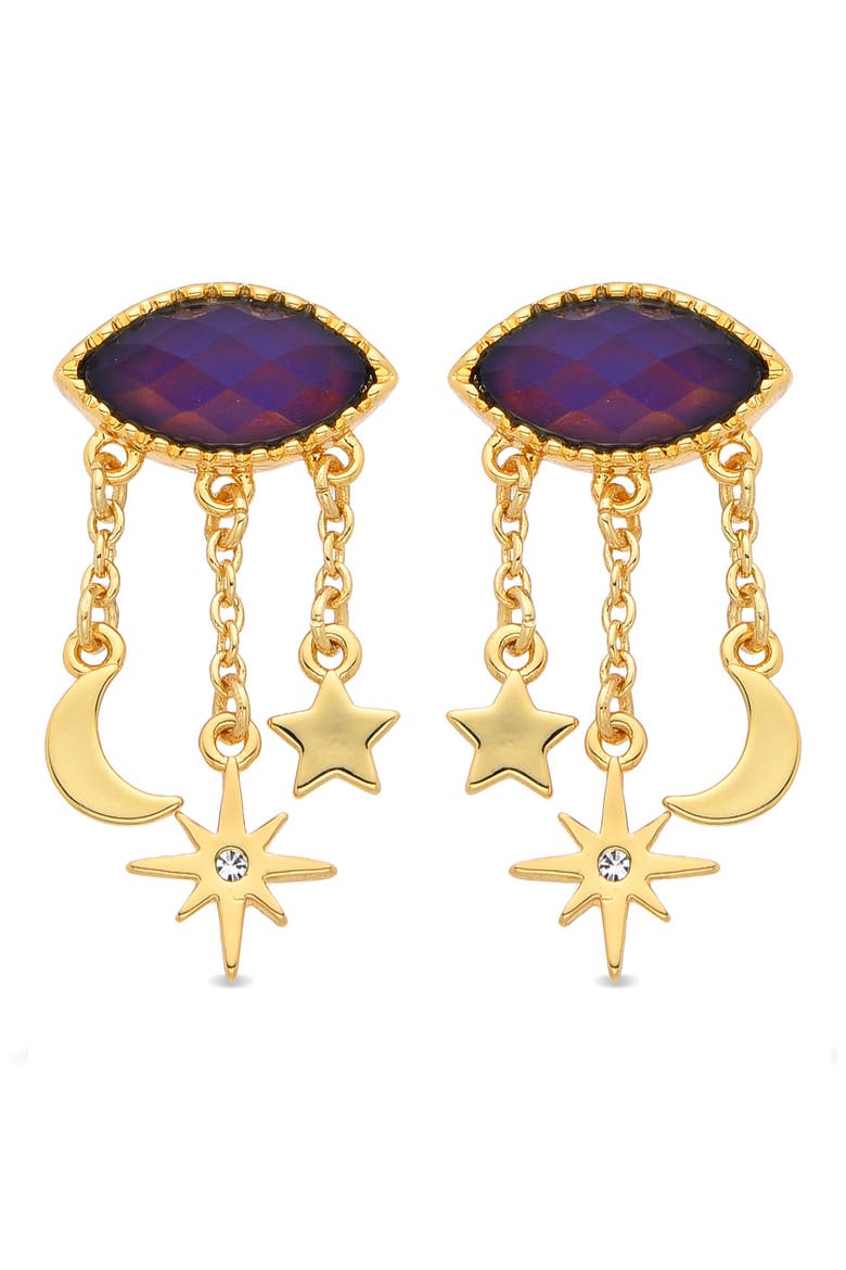 Celia Moonstone Mismatched Drop Earrings, Alternate, color, GOLD