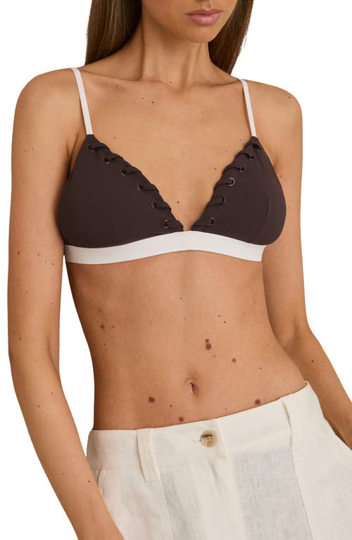 Reiss Chocolate Whipstitch Triangle Bikini Top In Chocolate