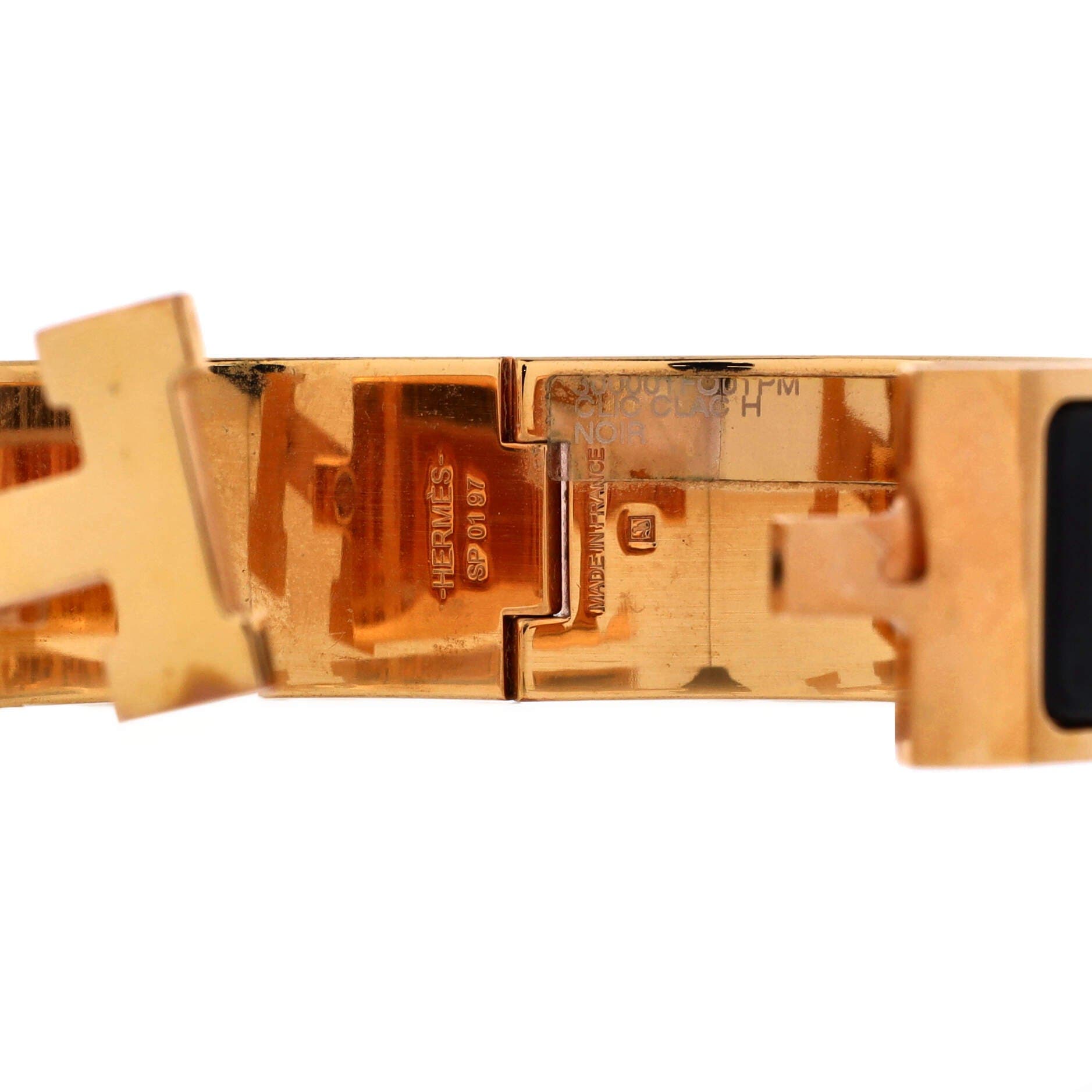 Pre-Owned Hermes Clic H Bracelet Enamel Wide, Alternate, color, Gold