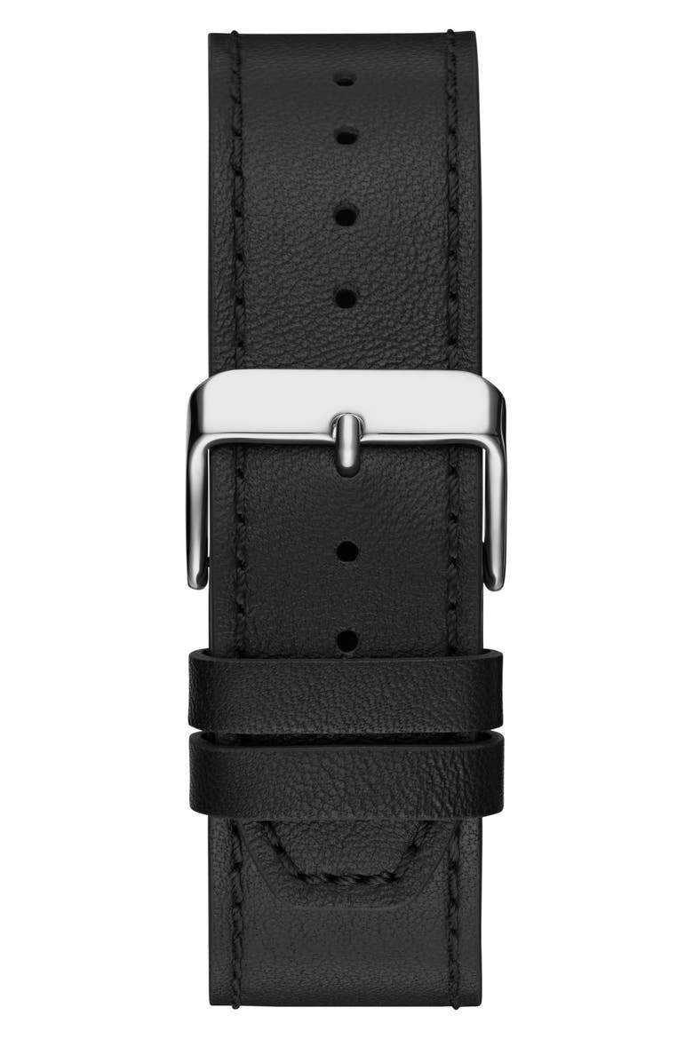 Grayson Leather Strap Watch, 44mm, Alternate, color, BLACK