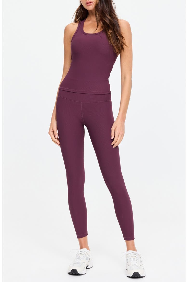 Pele High Waist Midi Leggings, Alternate, color, PURPLE